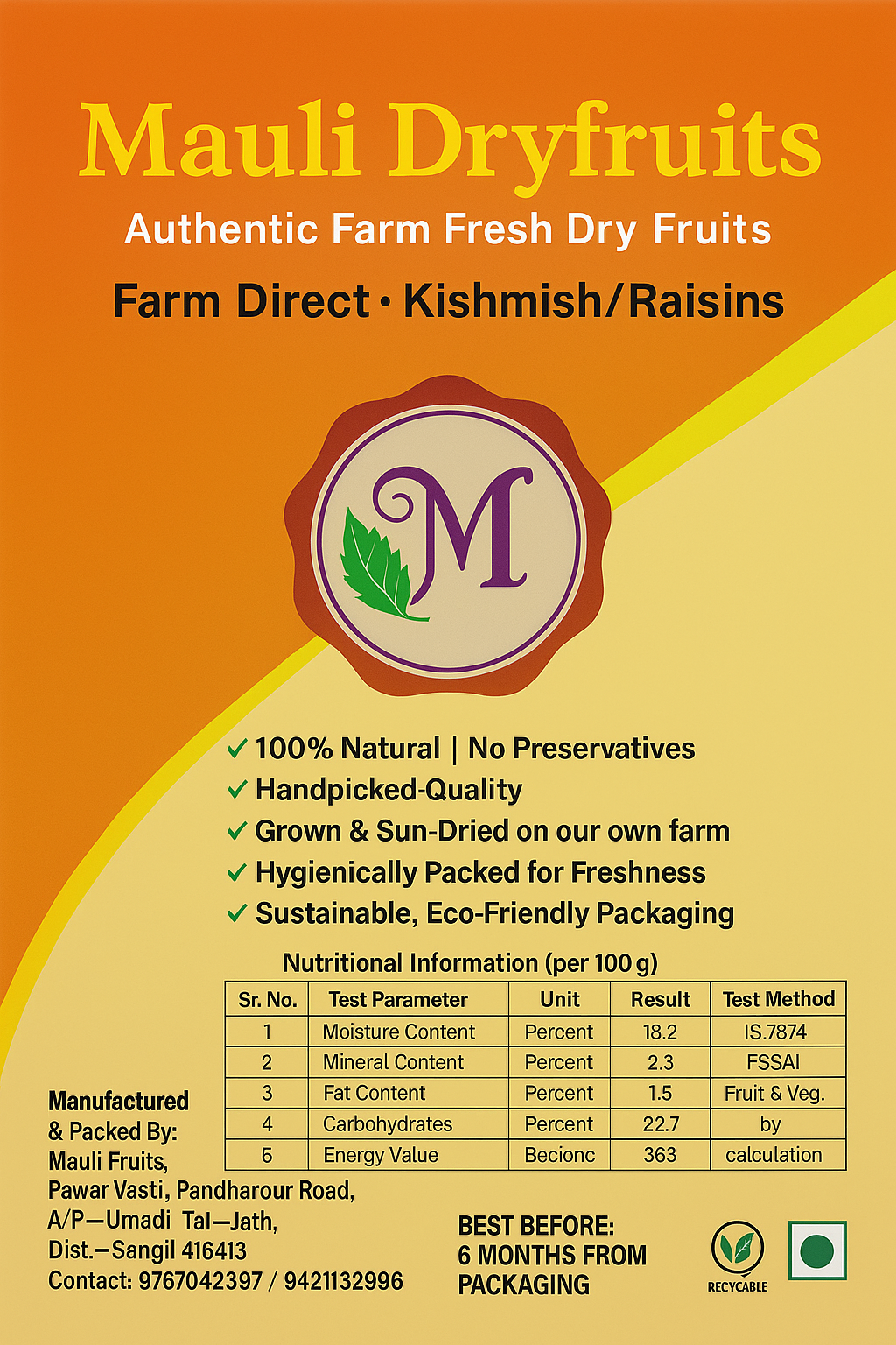Mauli Premium Natural Kishmish | Farm Fresh, Sun-Dried Raisins