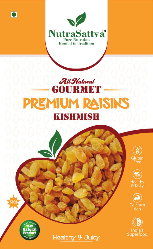NutraSattva Premium Raisins (Kishmish) – Combo Pack of 2 x 500g | 1kg Total | All-Natural, Seedless, Healthy & Juicy